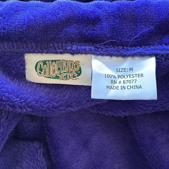 NWOT Collections Etc Vintage Purple Zip Up Robe Duster House Coat Cozy Midi - Picture 12 of 15